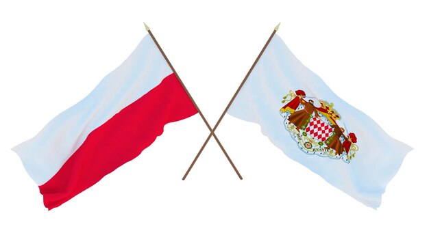 Achtergrond 3D render voor ontwerpers illustratoren Nationale Onafhankelijkheidsdag Vlaggen Polen en Monaco