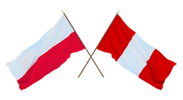 Achtergrond 3D render voor ontwerpers illustratoren Nationale Onafhankelijkheidsdag Vlaggen Polen en Peru