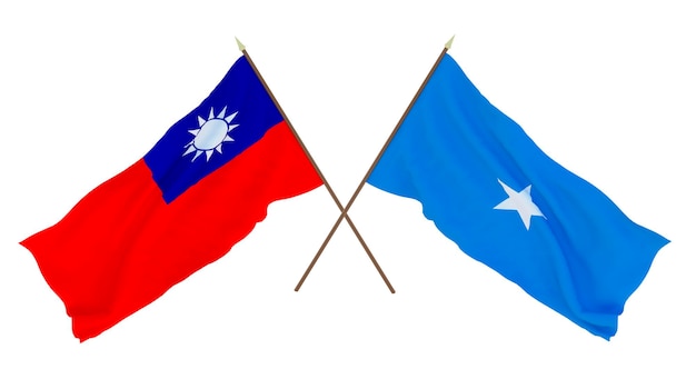 Achtergrond 3D render voor ontwerpers illustratoren Nationale Onafhankelijkheidsdag Vlaggen Taiwan en Somalië