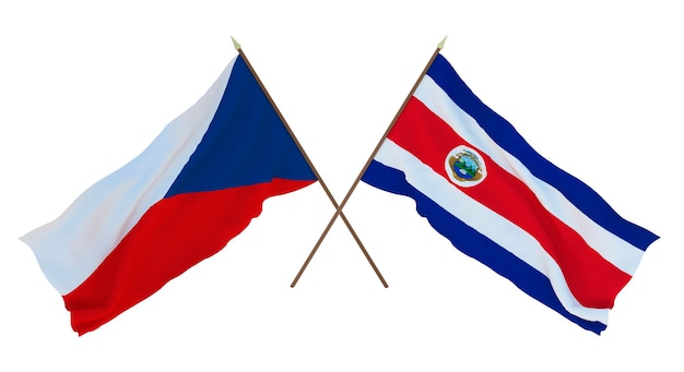Achtergrond 3D render voor ontwerpers illustratoren Nationale Onafhankelijkheidsdag Vlaggen Tsjechië en Costa Rica