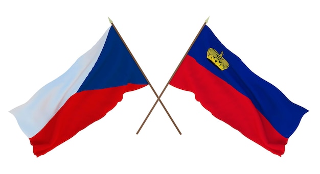 Achtergrond 3D render voor ontwerpers illustratoren Nationale Onafhankelijkheidsdag Vlaggen Tsjechië en Liechtenstein
