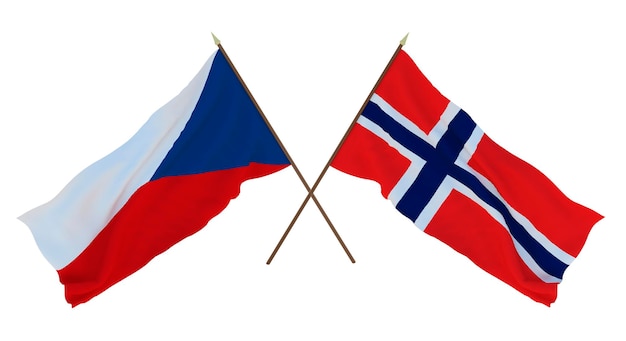 Achtergrond 3D render voor ontwerpers illustratoren Nationale Onafhankelijkheidsdag Vlaggen Tsjechië en Noorwegen