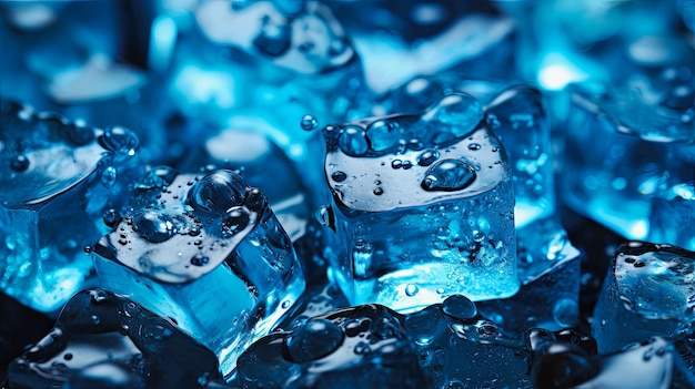 achtergrond bedekt met blauwe ijsblokjes textuur
