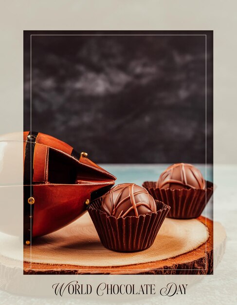 Foto achtergrond chocoladekaart poster a4 drukbare wereld chocoladedag