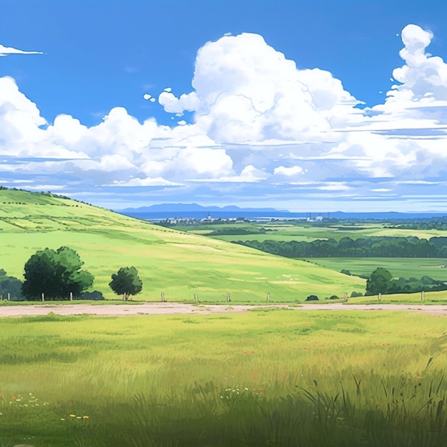 achtergrond die de Makoto Shinkai-stijl emuleert