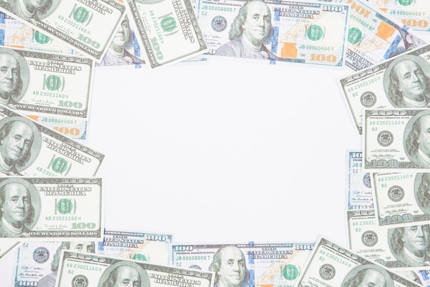 achtergrond dollar biljet van bovenaanzicht met ruimte voor kopie.