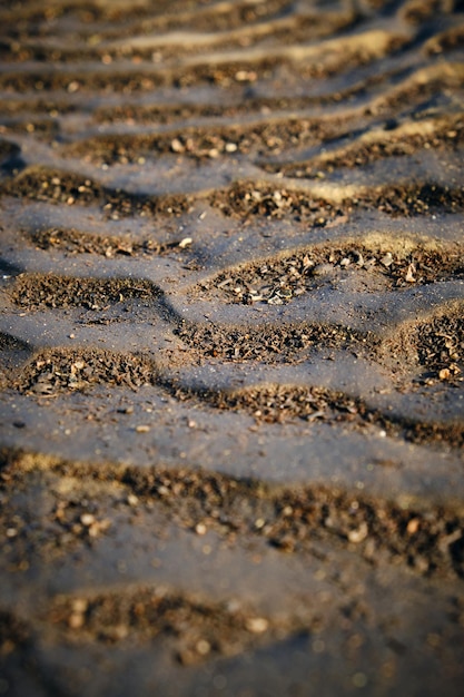 Achtergrond en textuur zandbodem gedroogde zee