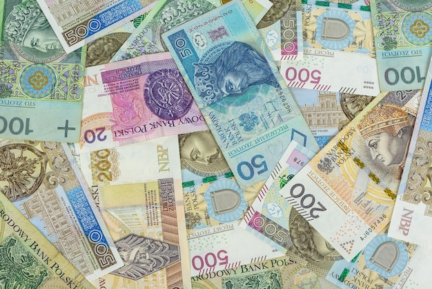 Achtergrond gemaakt van bankbiljetten van 500 pln