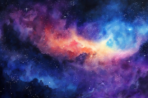 Achtergrond gemaakt van een handgeschilderde aquarel galaxy