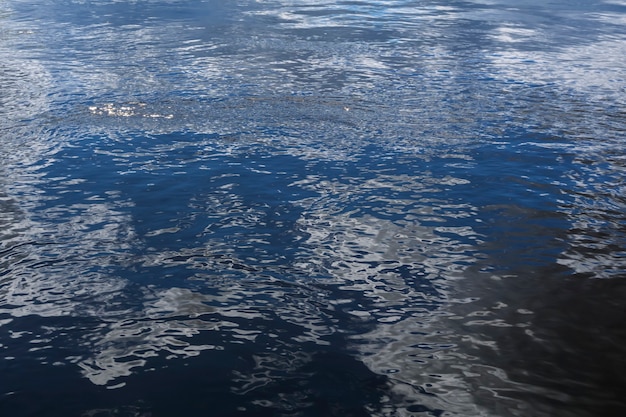 Achtergrond - golvend oppervlak van zuiver stromend water met weerspiegeling van lucht en wolken