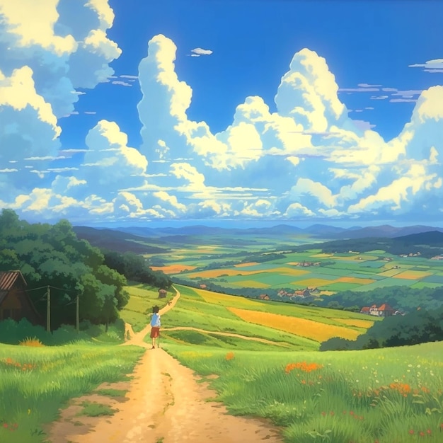 achtergrond in de stijl van Ghibli Studio