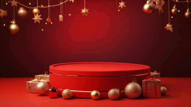 Achtergrond kerstcadeau doos rood met kopieerruimte achtergrond van kerstviering