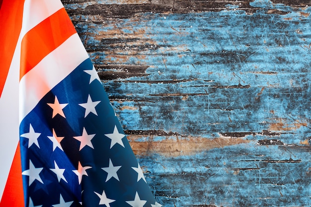 Achtergrond met Amerikaanse vlag en copyspace