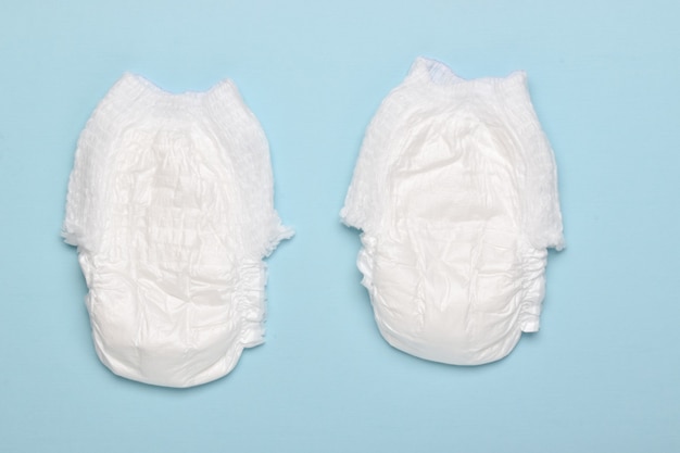 Achtergrond met babyluiers Platte lay-out bovenaanzicht een plek om te kopiëren