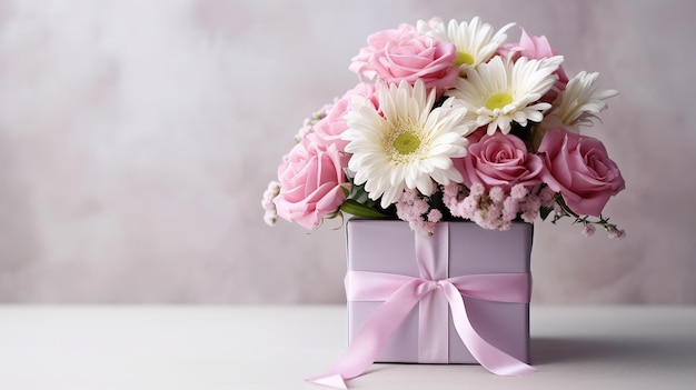 achtergrond met bloemen en cadeau