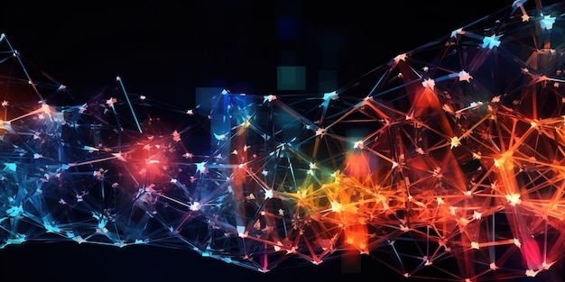 achtergrond met een kleurrijk netwerk van lijnen en punten Generatieve AI