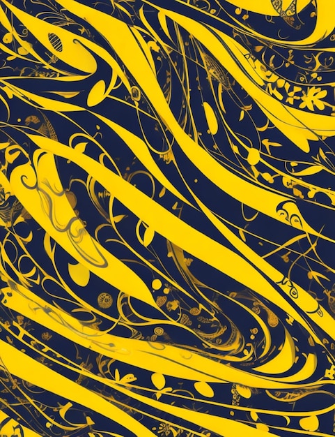Achtergrond met gele en zwarte wervelende patronen
