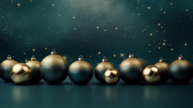 achtergrond met gouden kerstballen Kerst achtergrond Genatieve AI