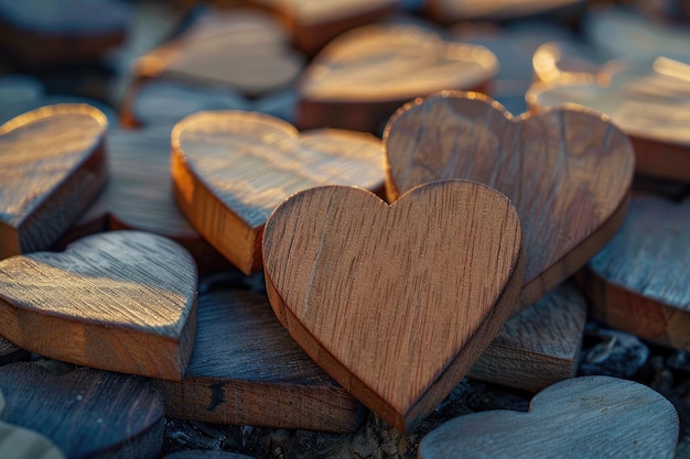 achtergrond met houten harten plaats voor tekst