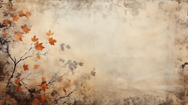 achtergrond met kopieerruimte oud perkamentpapier met een kader van ornamenten van herfst takken en bladeren herfst blank