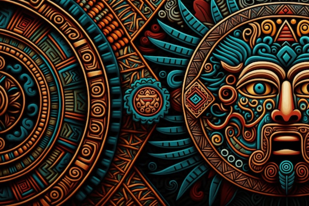 Foto achtergrond met maya patronen versieringen achtergrond generatieve ai