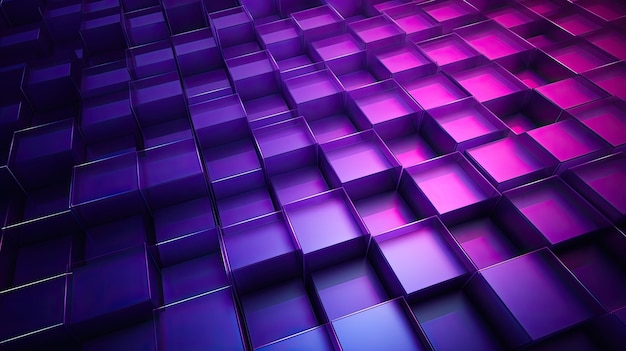Achtergrond met paarse vierkanten gerangschikt in een dambordpatroon met een chromatisch aberratie-effect