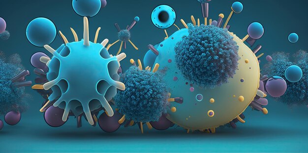 Achtergrond met virussen 3D illustratie van een organisme