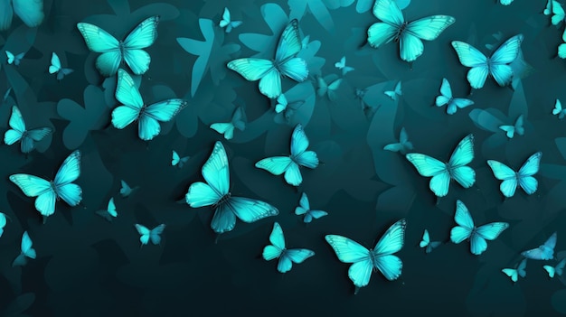 Achtergrond met vlinders in Cyan kleur