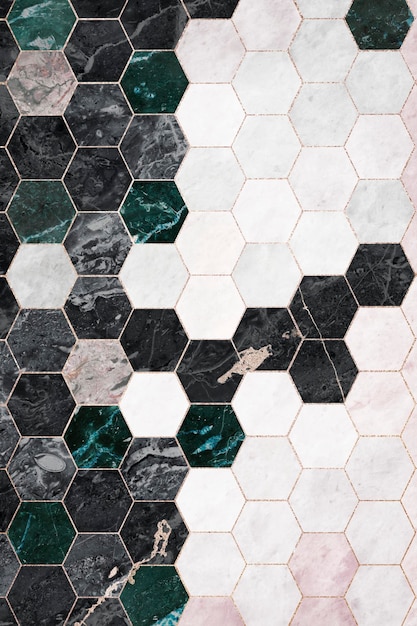 Achtergrond met zeshoekige marmeren tegels patroon