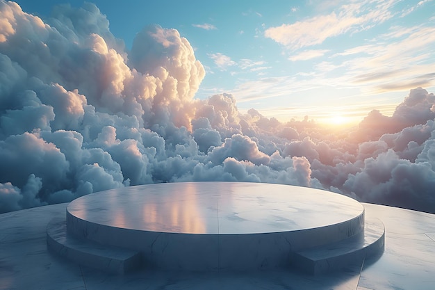 Achtergrond podium 3d product hemel platform wolk rendering stand Ai gegenereerd