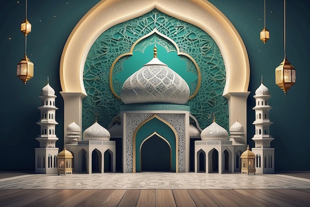 Achtergrond Ramadhan 1445 H 3D achtergrond