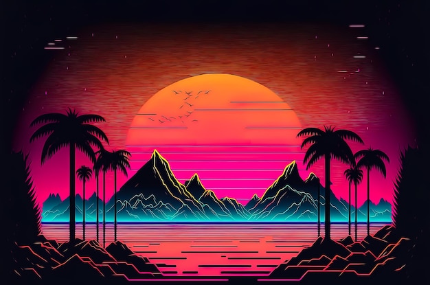 Achtergrond retro Synthwave