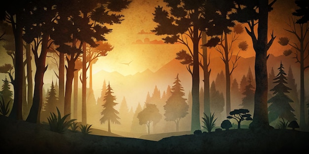 Achtergrond Silhouet Schaduw van het bos Scene Landschap