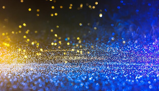 achtergrond van abstracte glitterlichten goudblauw en zwart de gericht