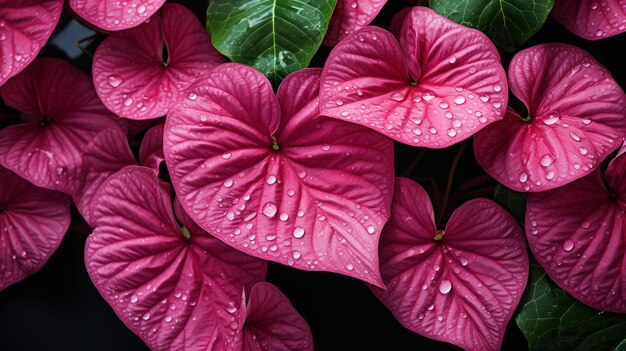 Foto achtergrond van bladeren van caladiumplanten