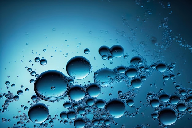 Achtergrond van blauw water met bubbels