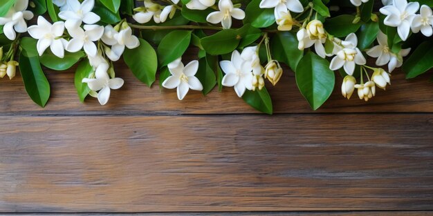 Achtergrond van bloemen op een houten tafel