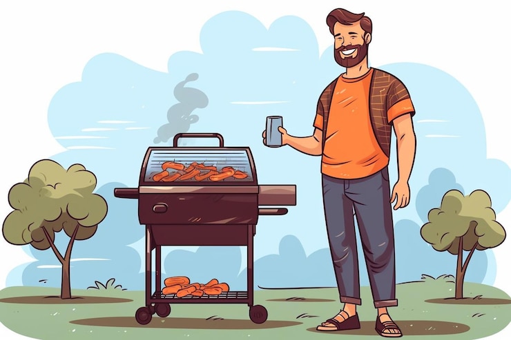 Foto achtergrond van de viering van de dag van de arbeid met barbecue