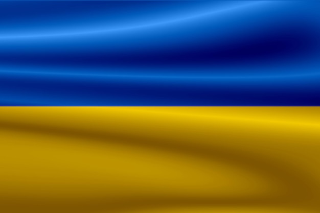 Achtergrond van de vlag van Oekraïne op golvende stof in een sombere omgeving