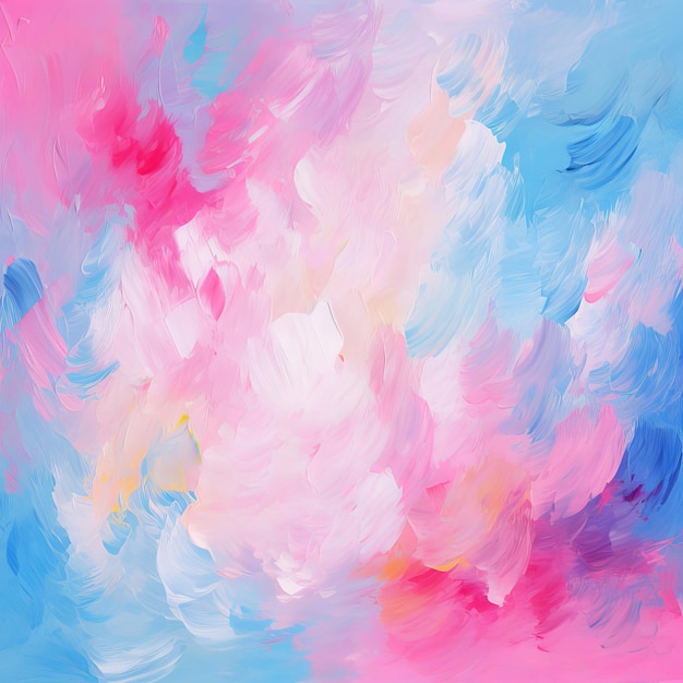 Foto achtergrond van detail van blauw olieverf schilderij witte roze blauwe pastel achtergrond geschilderd met penseelstreken mooie stijlvolle kleurrijke achtergrond