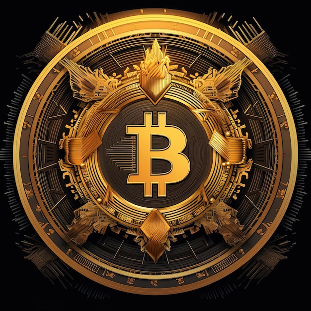 Foto achtergrond van een 3d bitcoin en cryptocurrency ai generatief