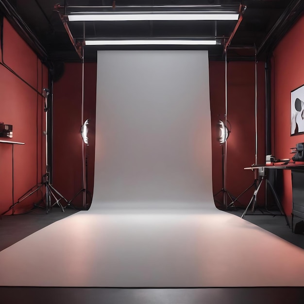 Foto achtergrond van een donkere kamer met een platform om het marketingconcept van producten te presenteren
