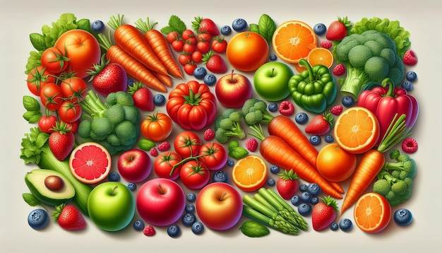 Achtergrond van fruit groenten voor een gezonde levensstijl vitamine voeding vegetarische oogst