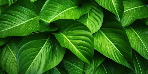 Achtergrond van groene bladeren palmbladeren foto voor postkaart of poster generatieve ai