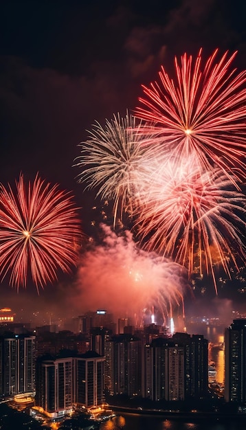 Achtergrond van het Chinese nieuwjaarsfeest met vuurwerk