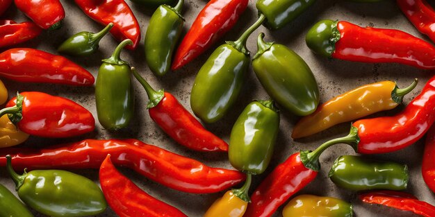 Foto achtergrond van hete rode en groene paprika's