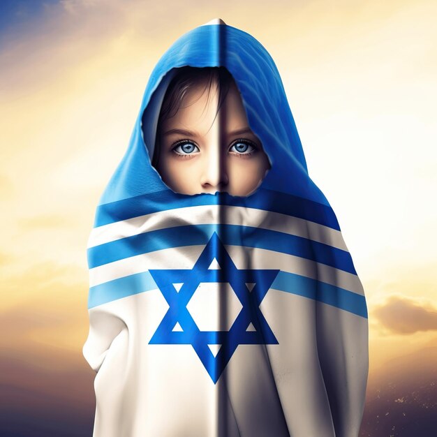 Achtergrond van Israel Flag Kid