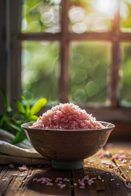 Achtergrond van nieuwe en gezonde roze rijst