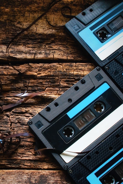 Achtergrond van oude cassettes en banden