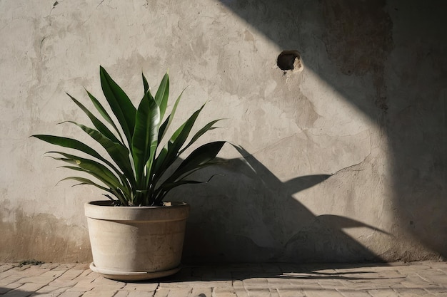 achtergrond van planten en stucwerk